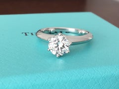 Tiffany & Co. Platinum Diamond .80 Carat Round Engagement Ring E VVS1