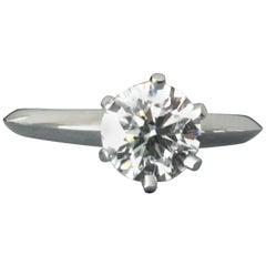 Tiffany & Co. Platinum Diamond .80 Carat Round Engagement Ring E VVS1
