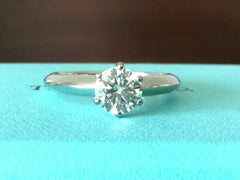 Tiffany & Co. Platinum Diamond .80 Carat Round Engagement Ring H VS2