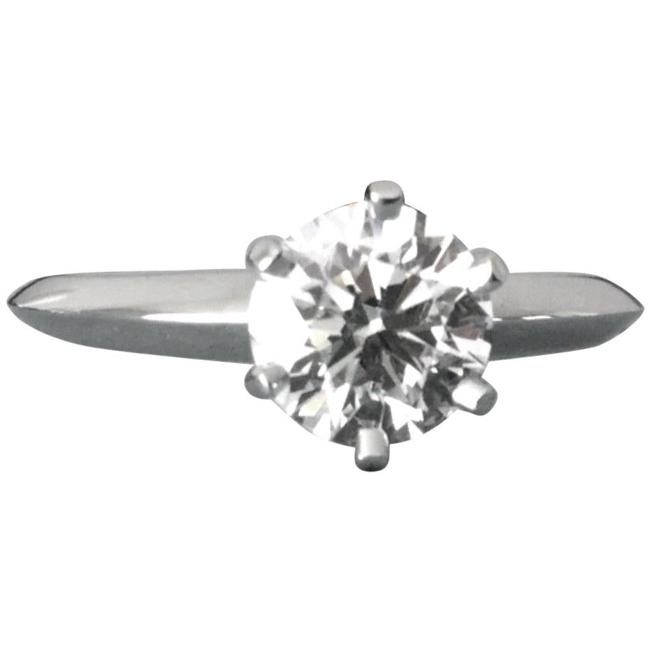 Tiffany & Co. Platinum Diamond .80 Carat Round Engagement Ring H VS2 For Sale