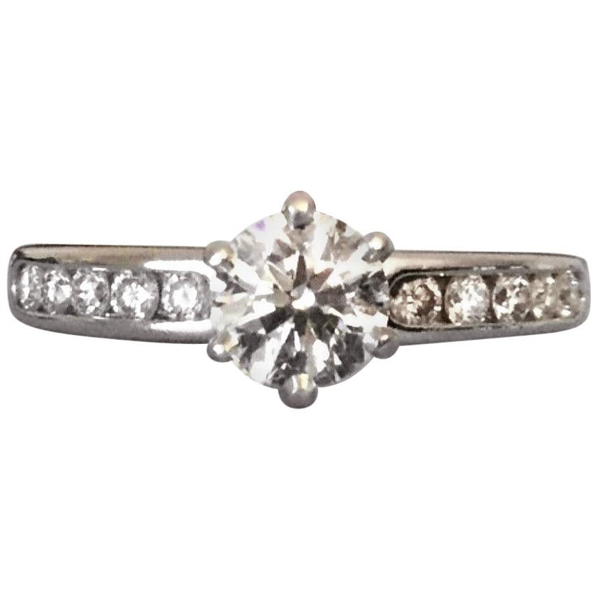 Tiffany & Co. Platinum Diamond .83 Carat H VVS1 Triple Exc Round Engagement Ring