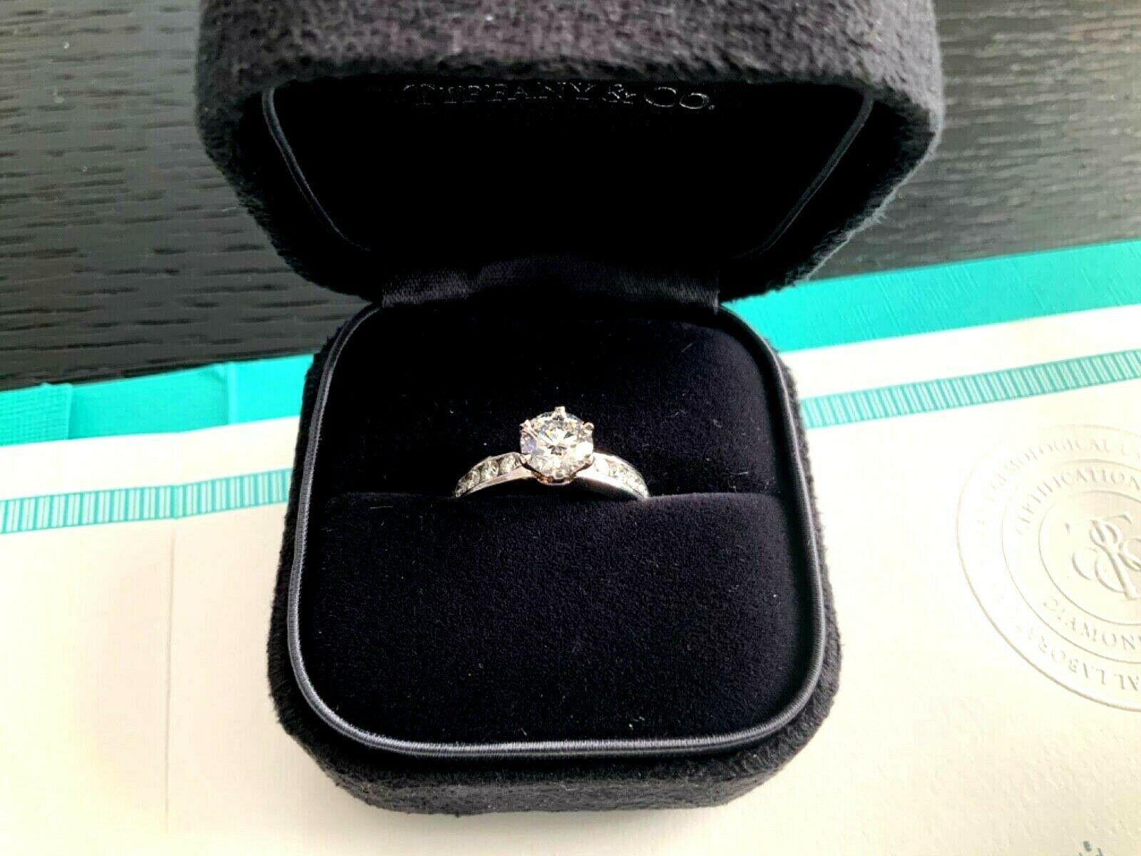 Tiffany & Co. Platinum Diamond .83 Carat Round Ring E VS1 Triple Excellent For Sale 5