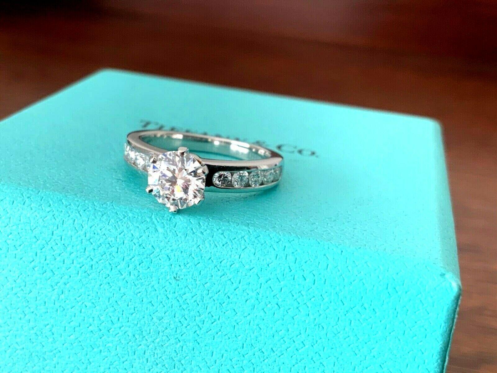 Round Cut Tiffany & Co. Platinum Diamond .83 Carat Round Ring E VS1 Triple Excellent For Sale