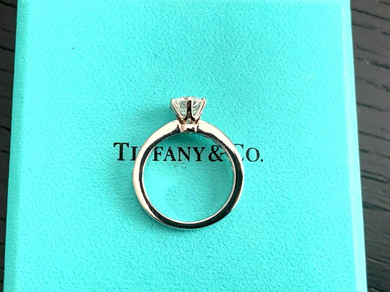Tiffany & Co. Platinum Diamond .83 Carat Round Ring E VS1 Triple Excellent For Sale 3