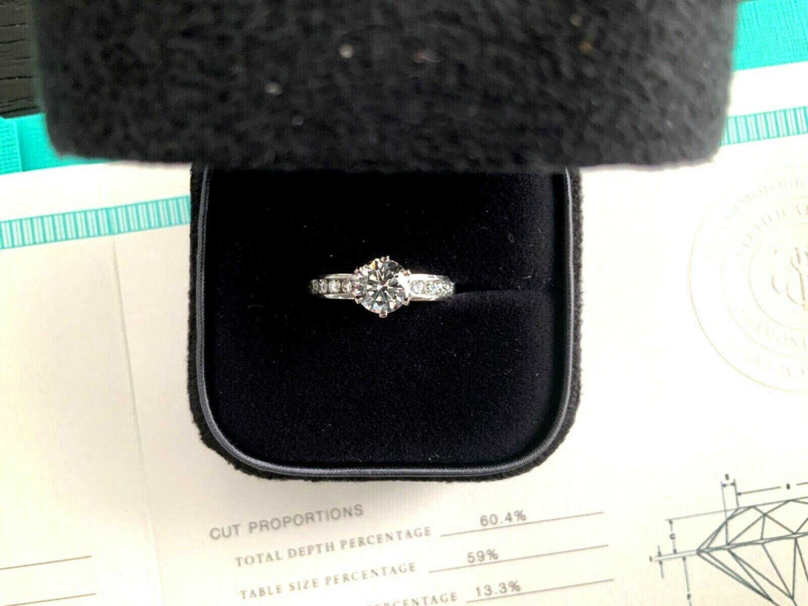 Tiffany & Co. Platinum Diamond .83 Carat Round Ring E VS1 Triple Excellent For Sale 4