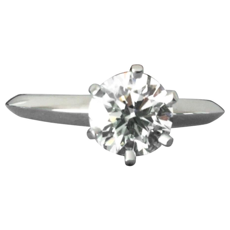 Tiffany & Co. Platinum Diamond .90 Carat Round Engagement Ring I VVS2