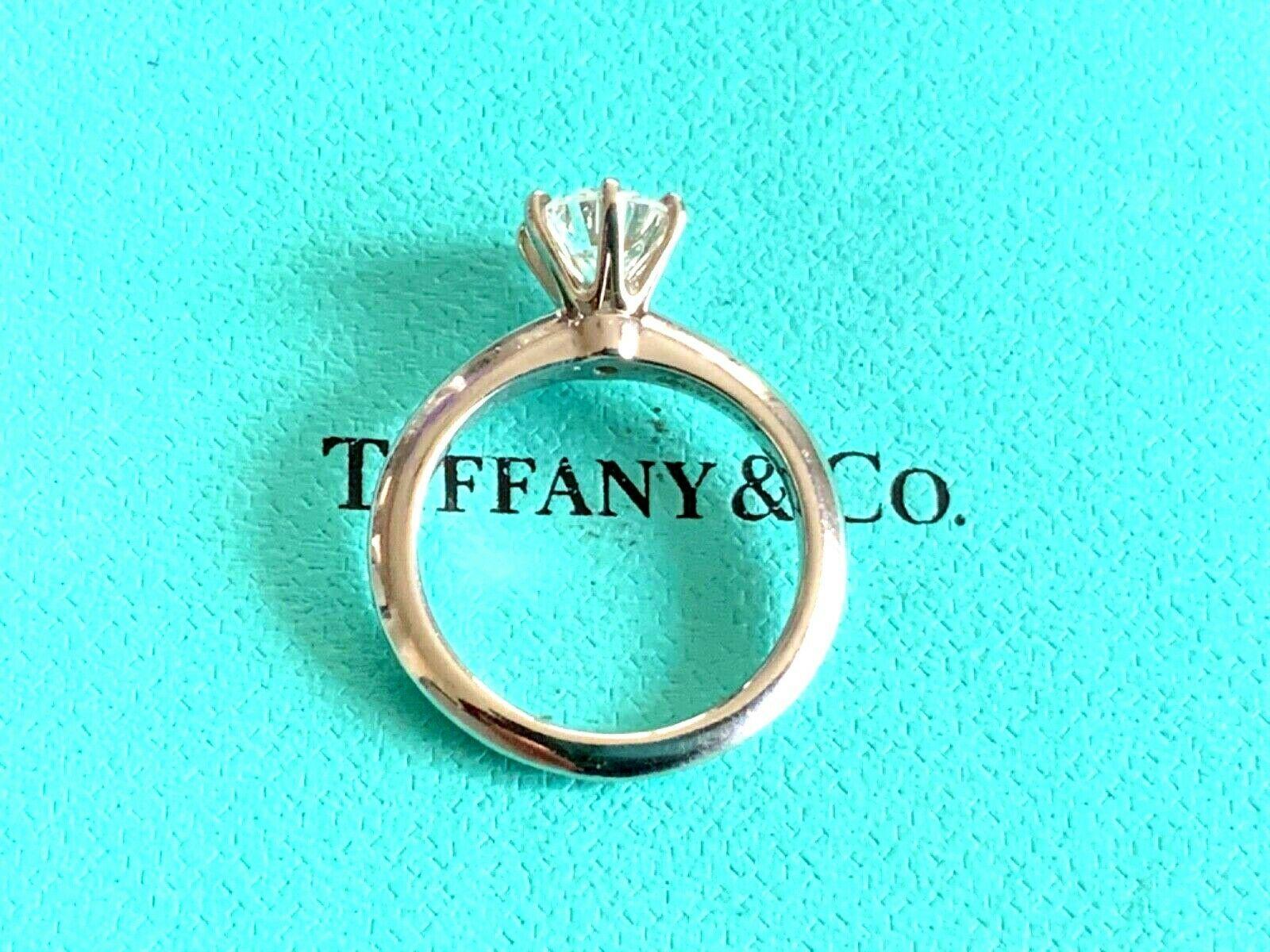 Tiffany & Co. Platinum Diamond .90 Carat Round Ring H VS1 Triple Exc 2017 Model For Sale 5
