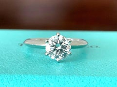 Tiffany & Co. Platinum Diamond .90 Carat Round Ring H VS1 Triple Exc 2017 Model
