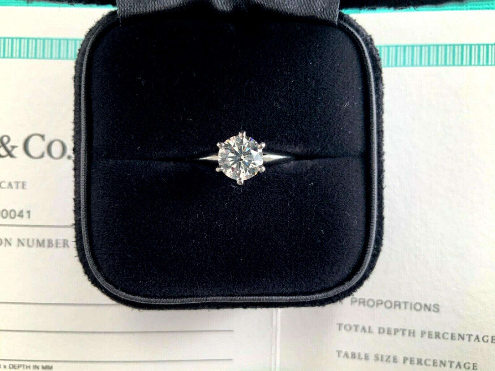 Tiffany & Co. Platinum Diamond .91 Carat Round Ring H VVS1 Triple Excellent Cut For Sale 7