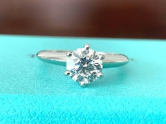 Tiffany & Co. Platinum Diamond .91 Carat Round Ring H VVS1 Triple Excellent Cut