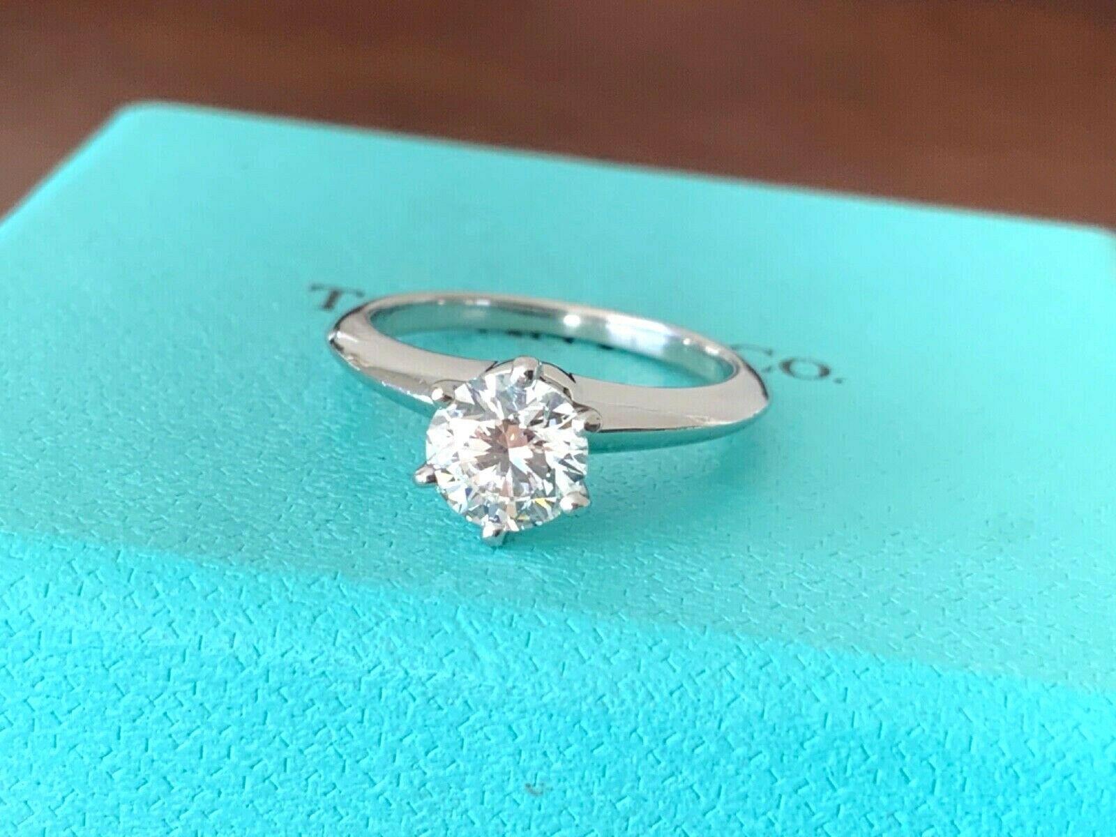 Women's Tiffany & Co. Platinum Diamond .91 Carat Round Ring H VVS1 Triple Excellent Cut For Sale