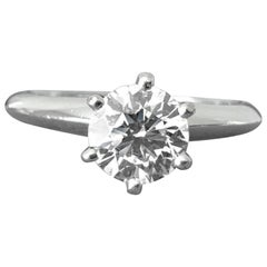 Tiffany & Co. Platinum Diamond .91 Carat Round Ring H VVS1 Triple Excellent Cut