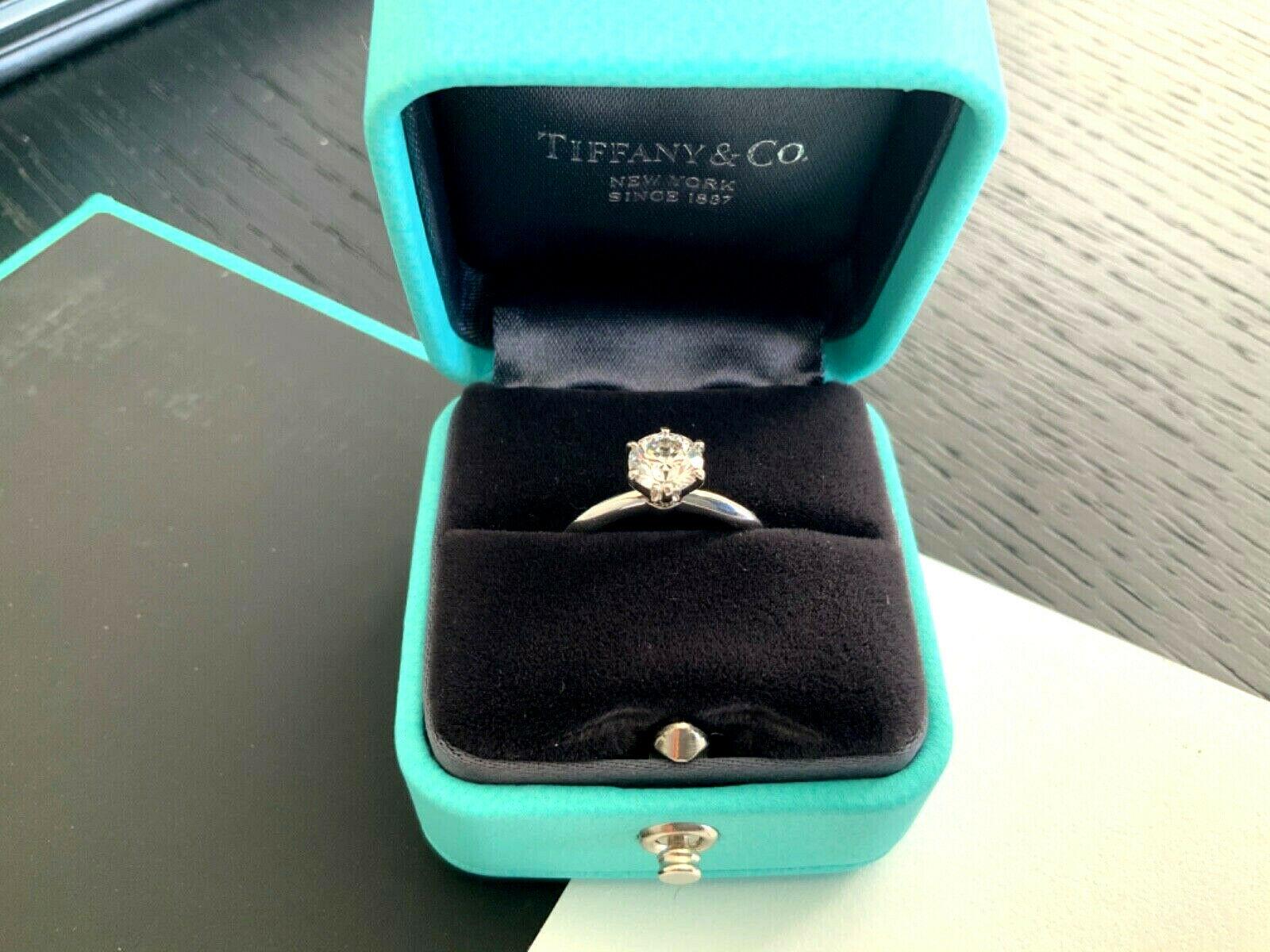 Tiffany & Co. Platinum Diamond .92 Carat Round Ring G VVS2 Triple Excellent Cut For Sale 11