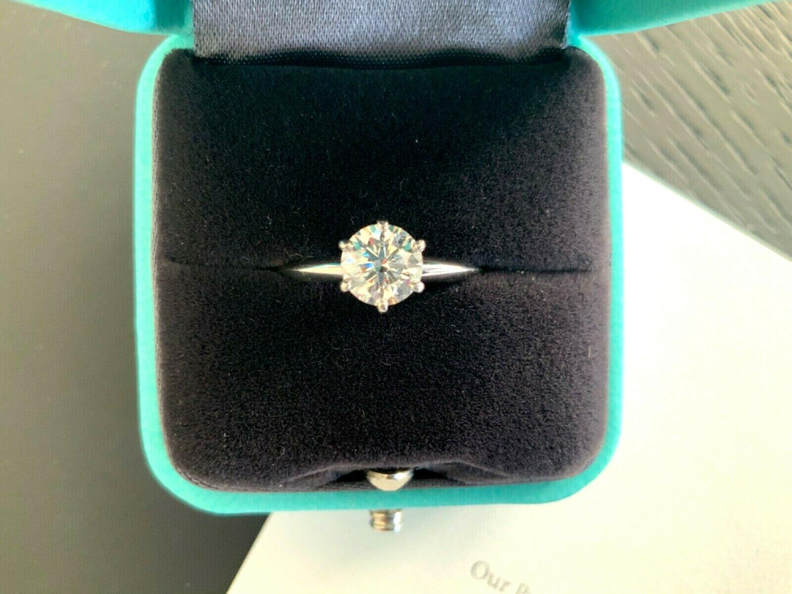 Tiffany & Co. Platinum Diamond .92 Carat Round Ring G VVS2 Triple Excellent Cut For Sale 4