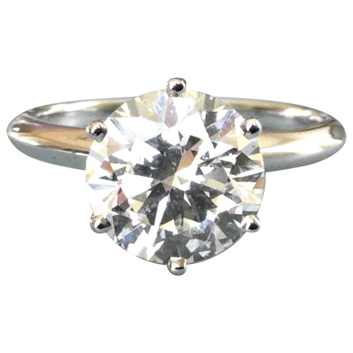 Tiffany & Co. Platinum Diamond .92 Carat Round Ring G VVS2 Triple Excellent Cut For Sale