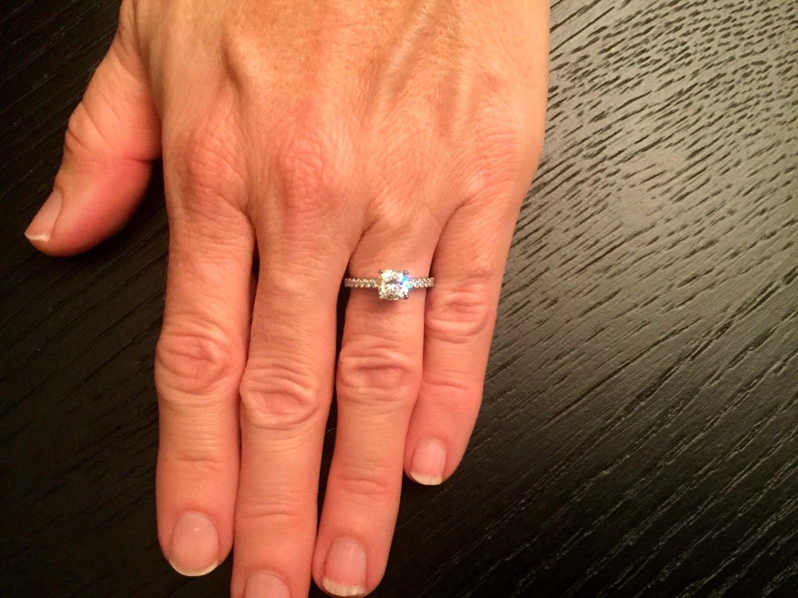 Women's Tiffany & Co. Platinum Diamond .95 Carat Novo Engagement Ring Triple Excellent