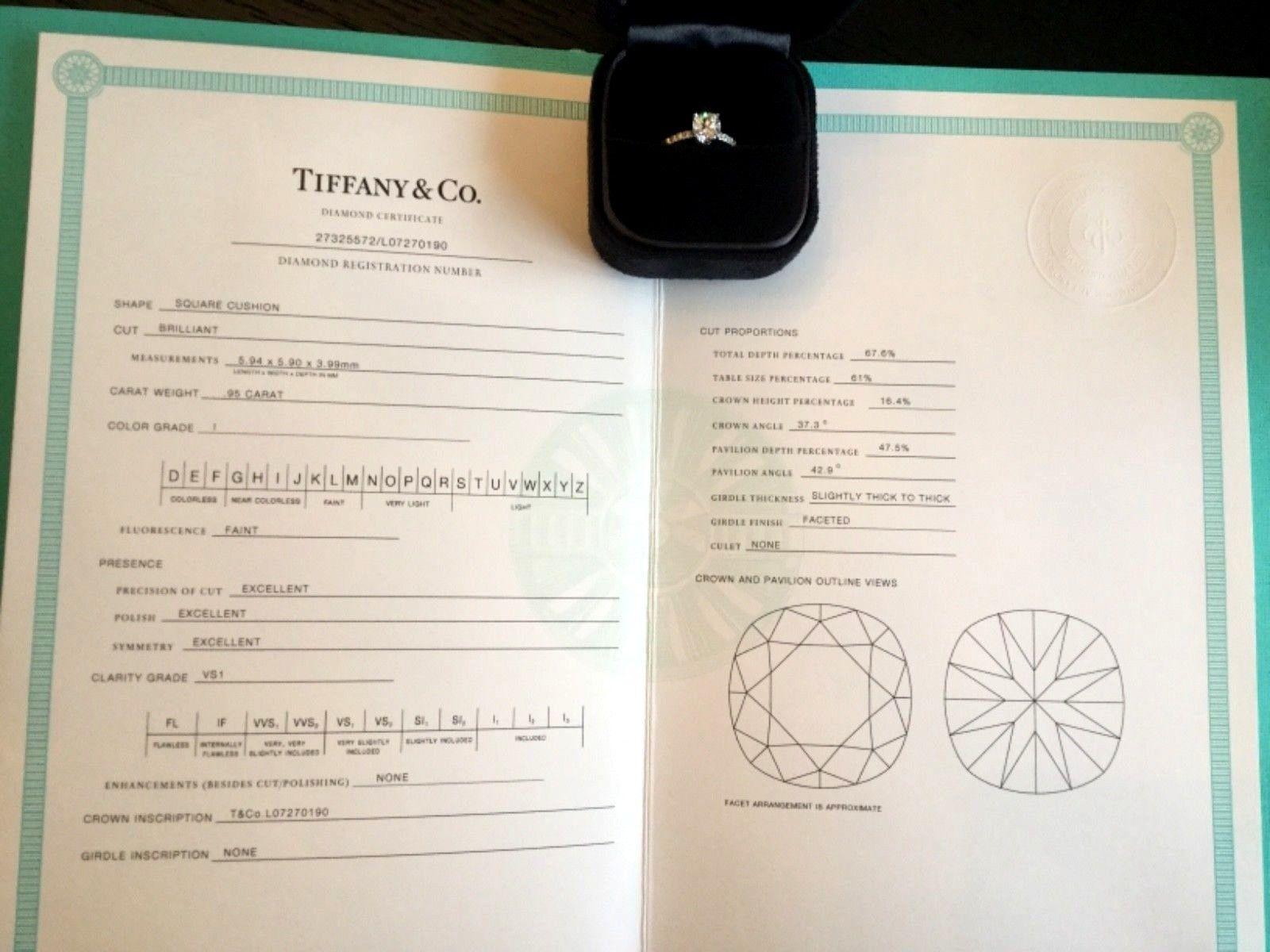 Tiffany & Co. Platinum Diamond .95 Carat Novo Engagement Ring Triple Excellent 3