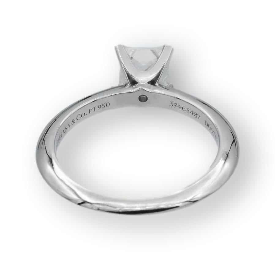 Contemporary Tiffany & Co. Platinum Diamond .97Ct FVVS1 SolitairePrincess Cut Engagement Ring
