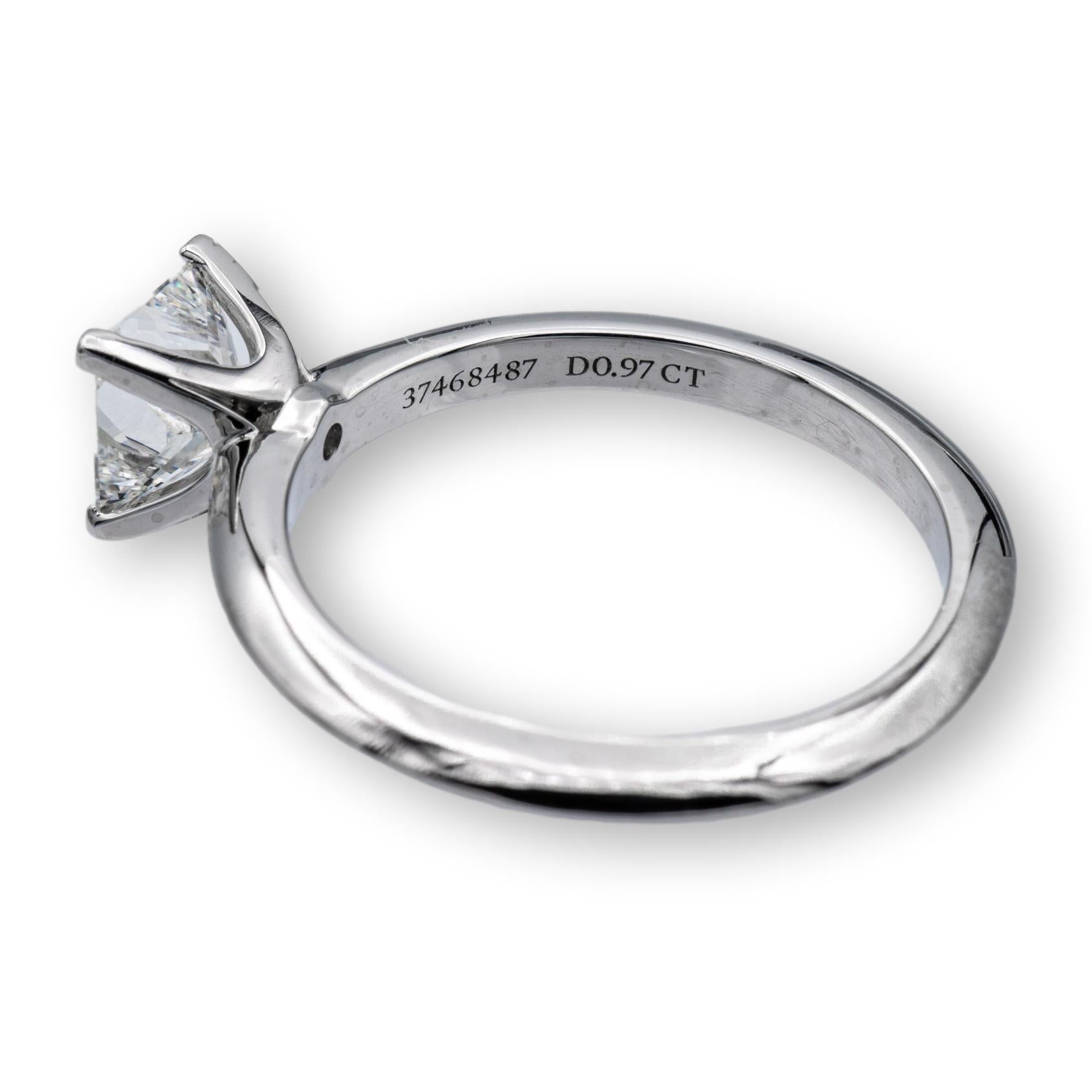 Women's Tiffany & Co. Platinum Diamond .97Ct FVVS1 SolitairePrincess Cut Engagement Ring