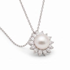 Tiffany & Co. Platinum Diamond and Pearl Pendant