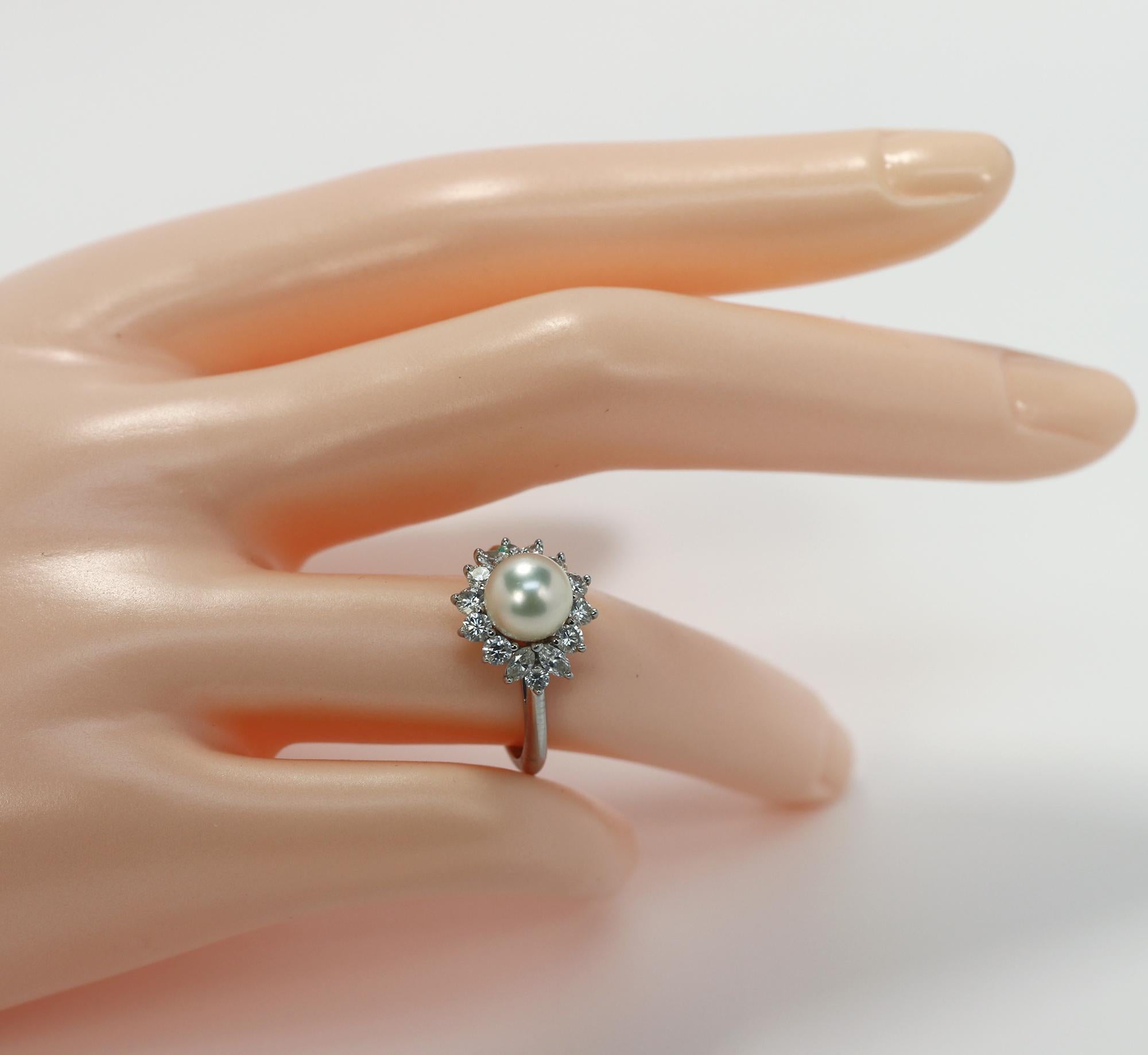Tiffany & Co. Platinum Diamond and Pearl Ring 1
