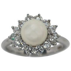 Tiffany & Co. Platinum Diamond and Pearl Ring