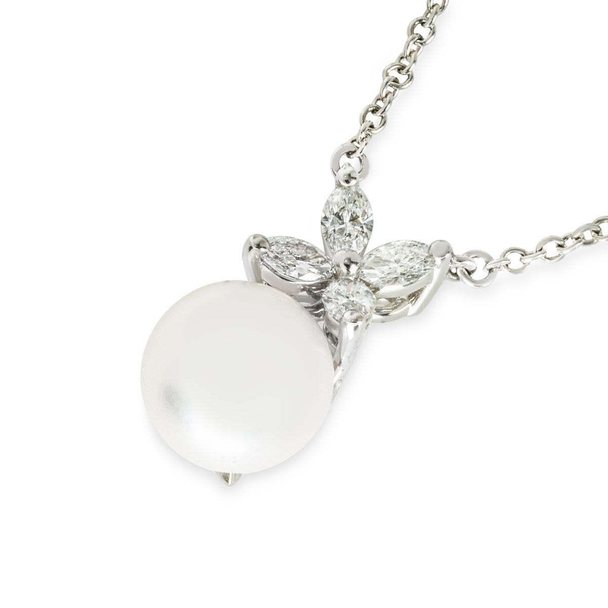 Marquise Cut Tiffany & Co. Platinum Diamond and Pearl Victoria Necklace 60008151