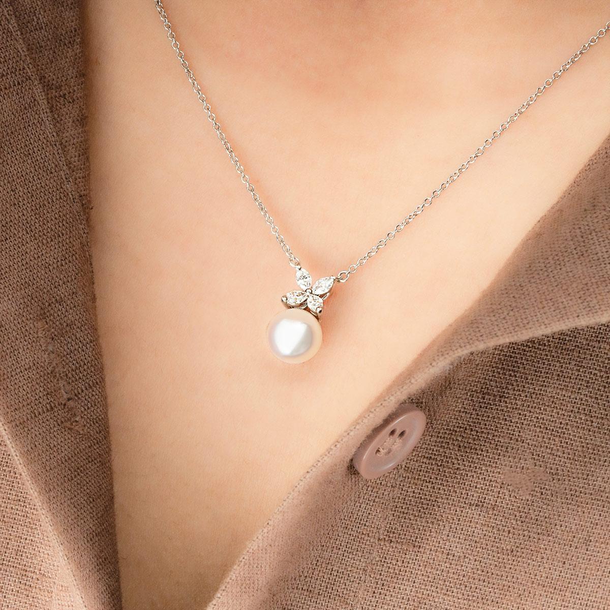 Tiffany & Co. Platinum Diamond and Pearl Victoria Necklace 60008151 1