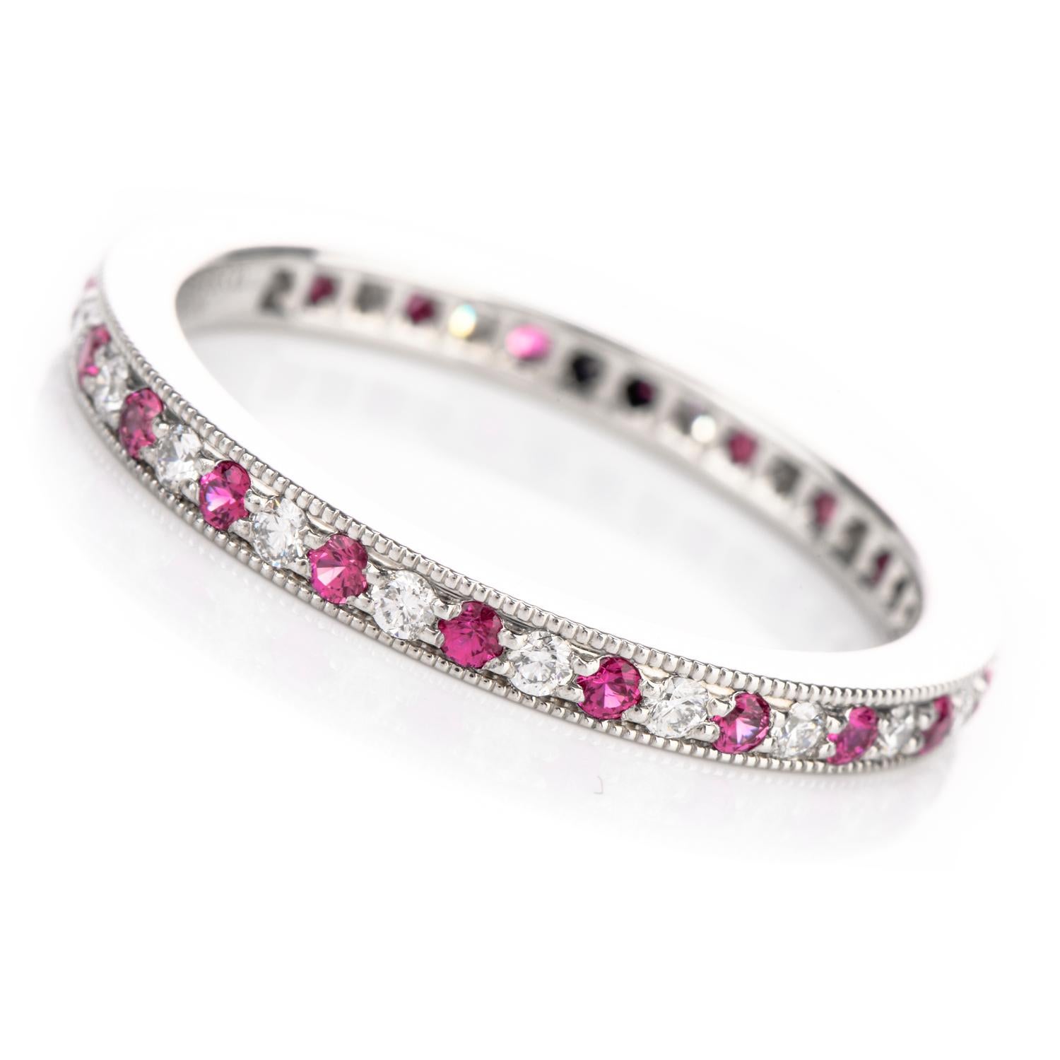 pink sapphire eternity ring platinum