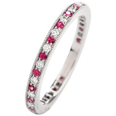 Tiffany & Co. Platinum Diamond and Pink Sapphire Eternity Band $3100.00