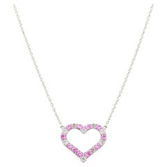 Tiffany & Co. Platinum Diamond and Pink Sapphire Heart Pendant Necklace