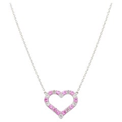 Tiffany & Co. Platinum Diamond and Pink Sapphire Heart Pendant Necklace