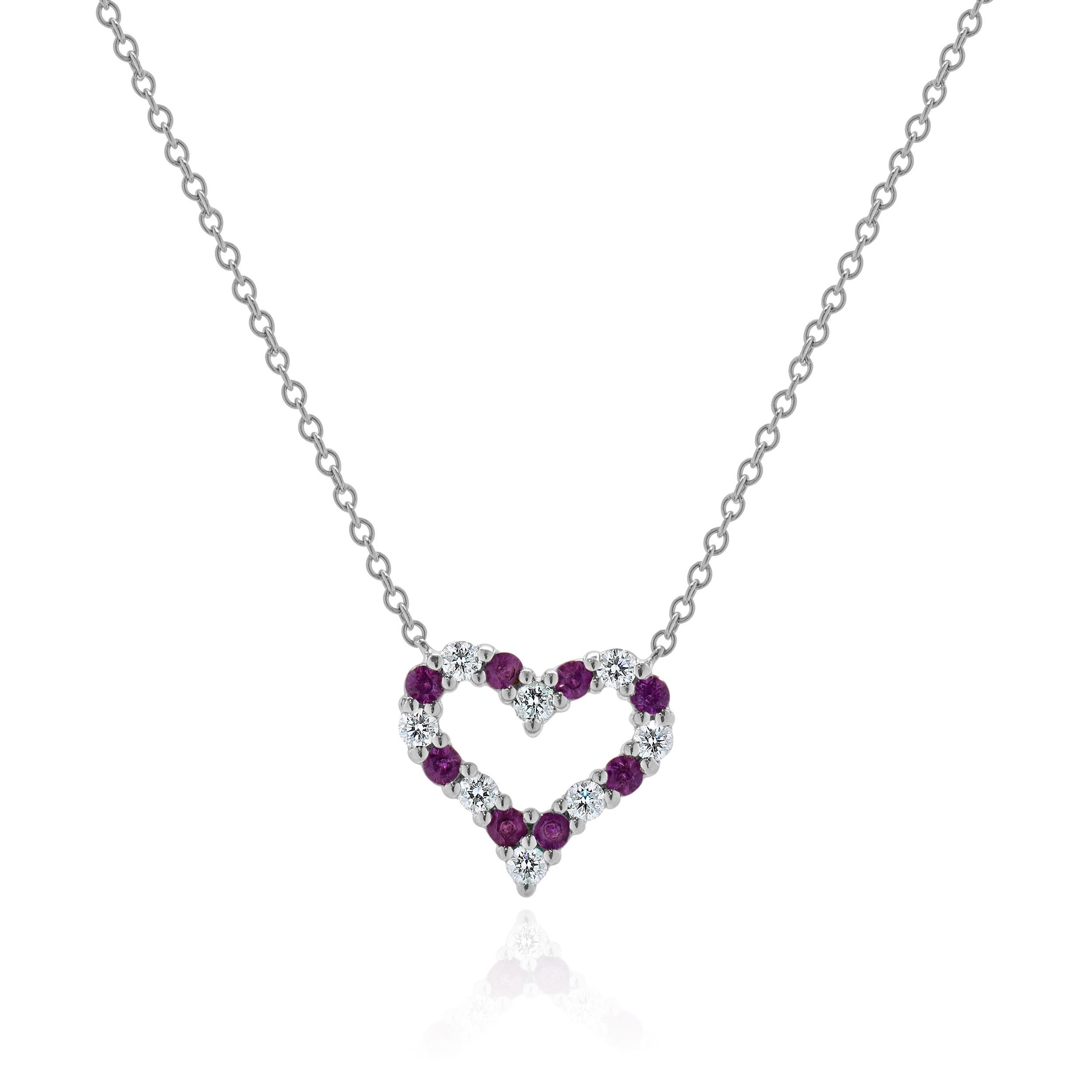 Designer: Tiffany & Co. 
Material: platinum
Diamond: 8 round brilliant cut = 0.20cttw
Color: G
Clarity: VS1-2
Pink Sapphire: 8 round cut = 0.24cttw
Dimensions: necklace measures 16.5-inches
Weight: 3.52 grams