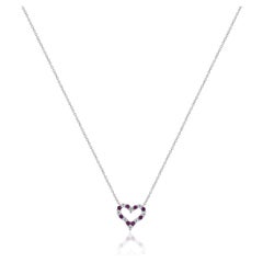 Tiffany & Co. Platinum Diamond and Pink Sapphire Open Heart Necklace