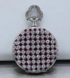 Tiffany & Co. Platinum, Diamond, and Ruby Ladies Pocket Watch
