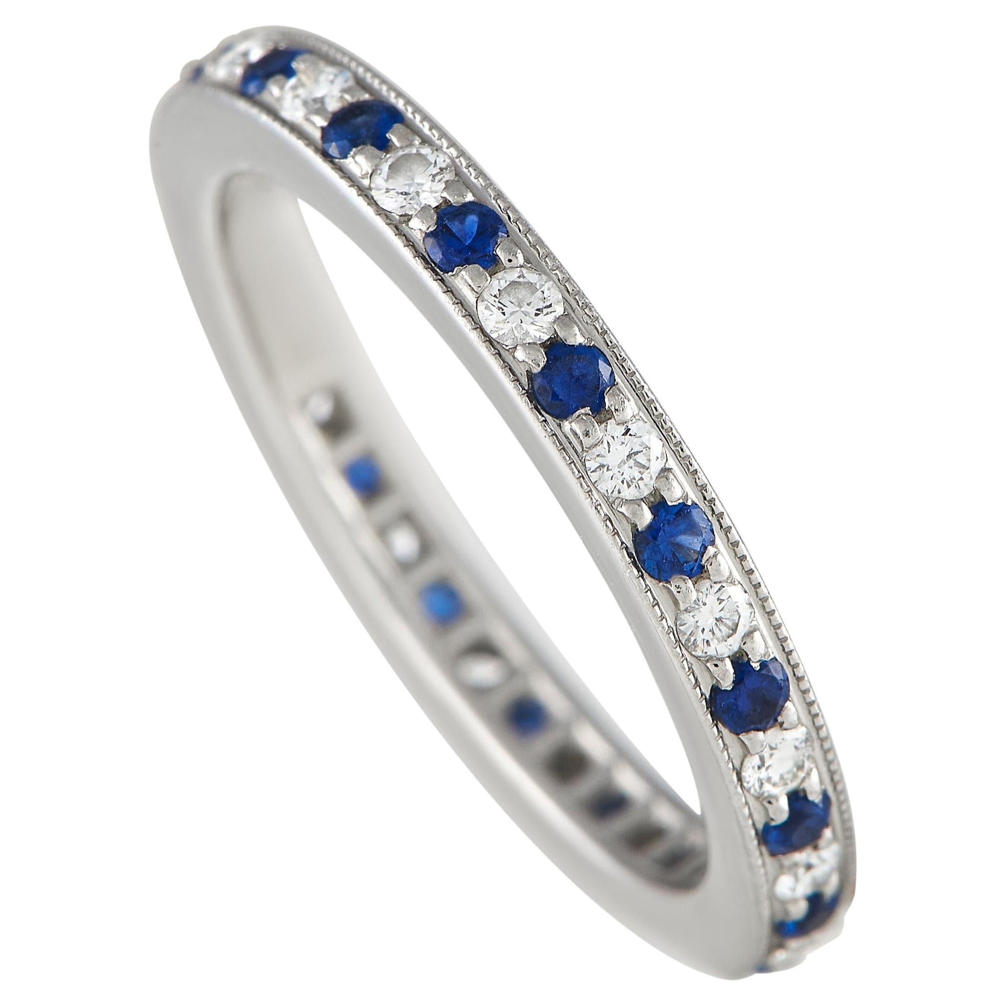 Tiffany & Co. Platinum Diamond and Sapphire Eternity Band Ring For Sale