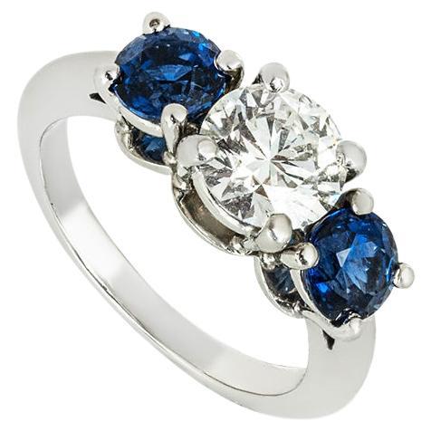 Tiffany & Co. Platinum Diamond and Sapphire Ring 1.06ct E/VS1 For Sale