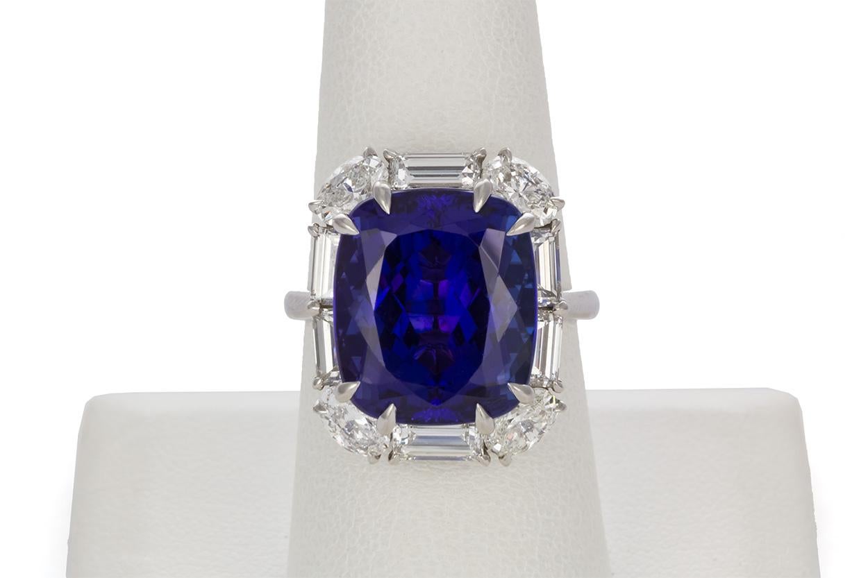 Women's Tiffany & Co. Platinum Diamond and Tanzanite Cocktail Ring