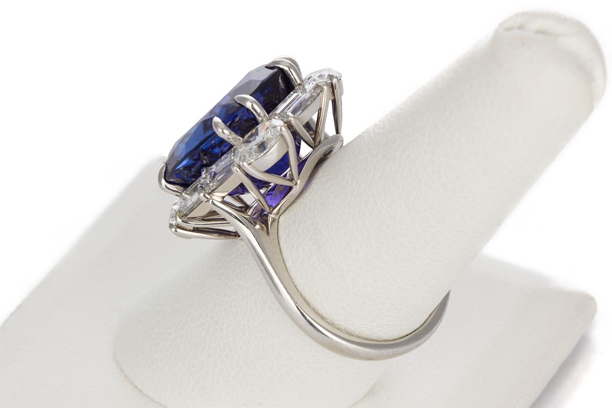 Tiffany & Co. Platinum Diamond and Tanzanite Cocktail Ring 2