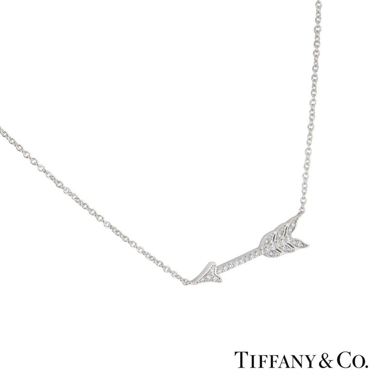 Tiffany and Co. Platinum Diamond Arrow Hearts Collection Pendant at