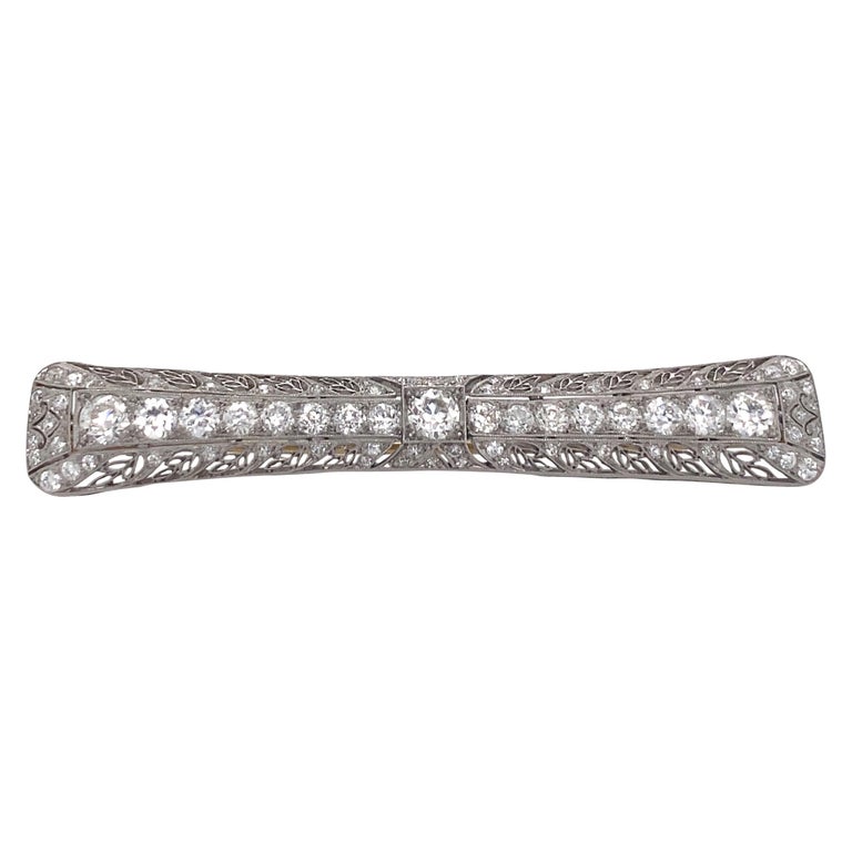 Tiffany & Co. Platinum Diamond Art Deco Bar Pin Brooch For Sale