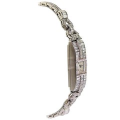 Tiffany & Co. Platinum Diamond Art Deco Bracelet Manual Watch, 1940s