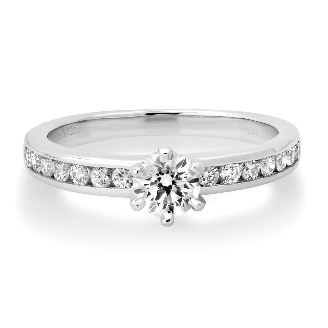 TIFFANY & Co. Platin Diamantband .36ct Diamant Verlobungsring 6 (Rundschliff)