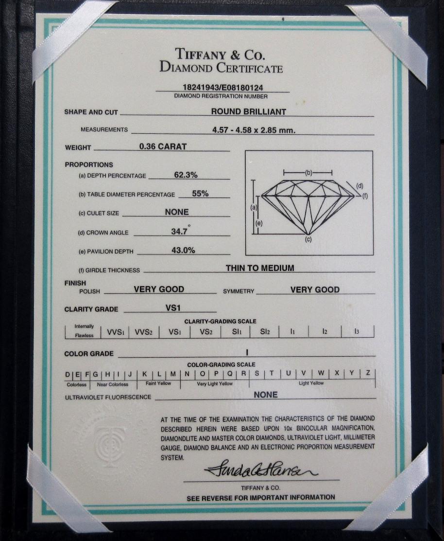 TIFFANY & Co. Platin Diamantband .36ct Diamant Verlobungsring 6 1
