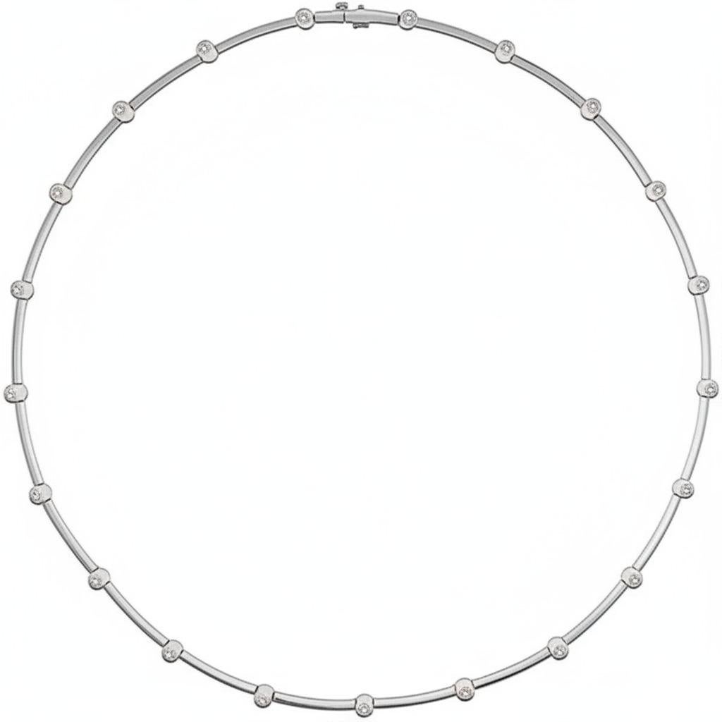 Taglio rotondo Tiffany & Co. Collana A Link con castone di diamanti in platino in vendita