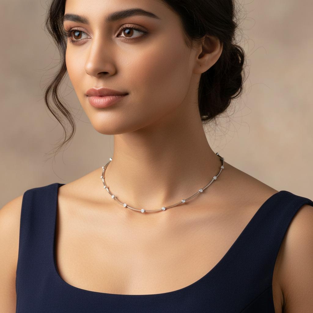 Tiffany & Co. Collana A Link con castone di diamanti in platino In condizioni ottime in vendita a Chicago, IL