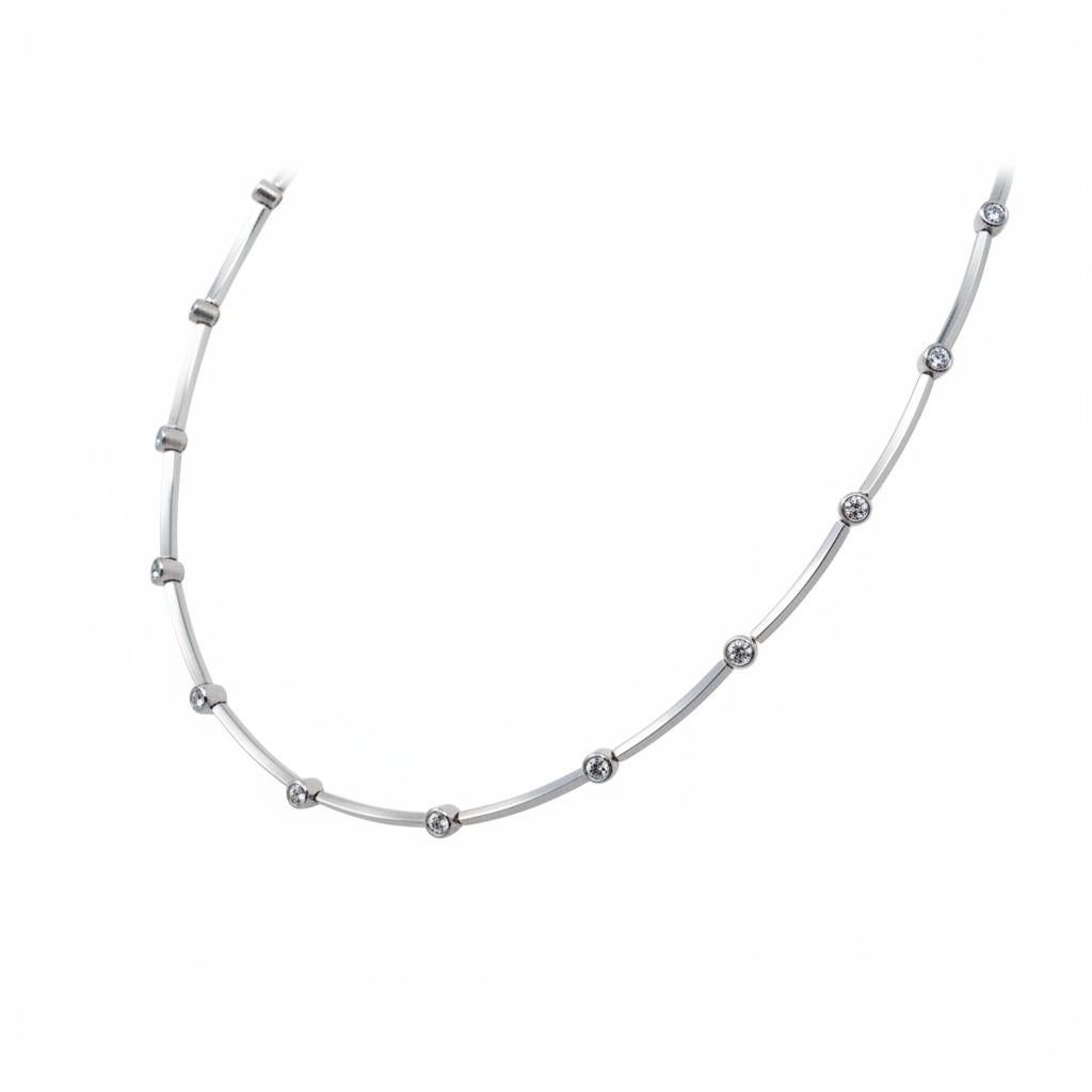da uomo o donna Tiffany & Co. Collana A Link con castone di diamanti in platino in vendita