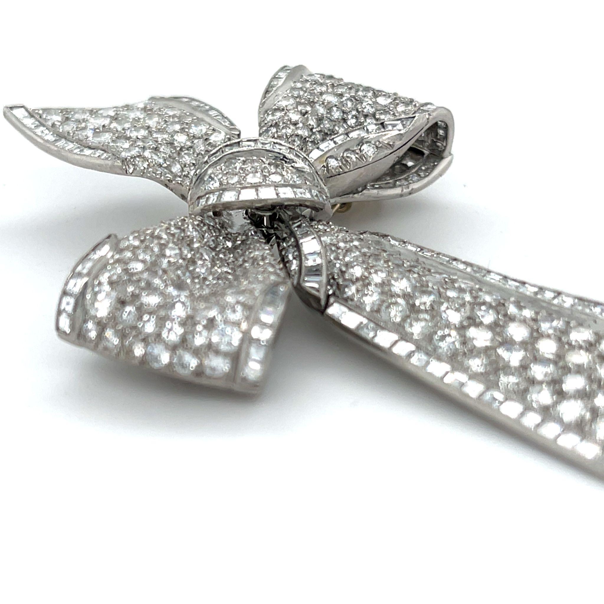 Tiffany & Co. Platinum Diamond Bow Brooch 1950s Appx 9.5 cts Iconic! For Sale 4
