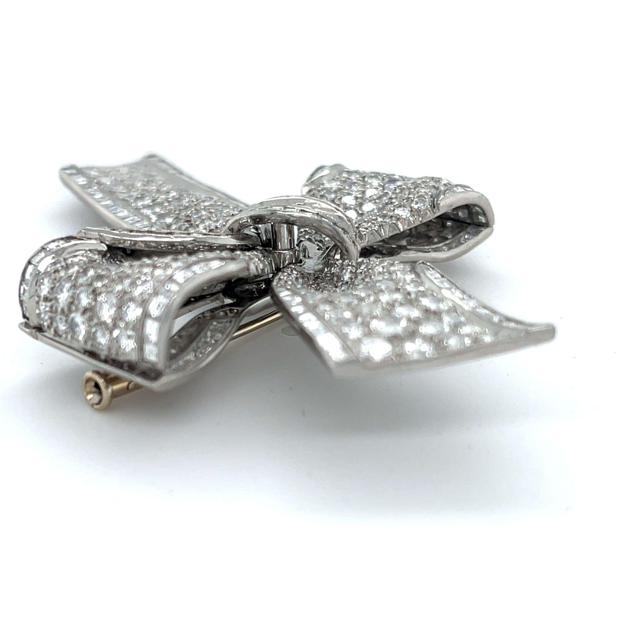 Tiffany & Co. Platinum Diamond Bow Brooch 1950s Appx 9.5 cts Iconic! For Sale 5