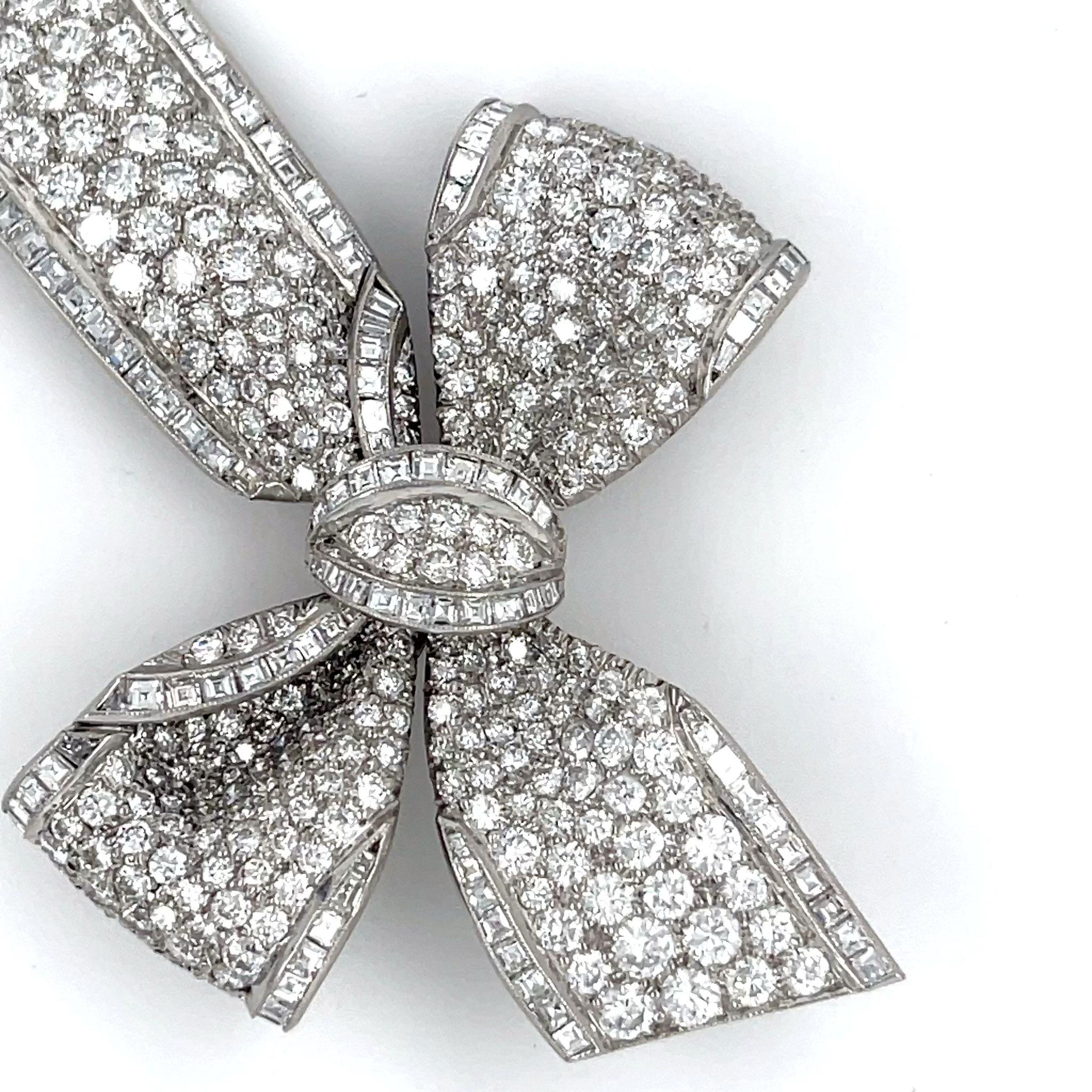 Tiffany & Co. Platinum Diamond Bow Brooch 1950s Appx 9.5 cts Iconic! For Sale 6